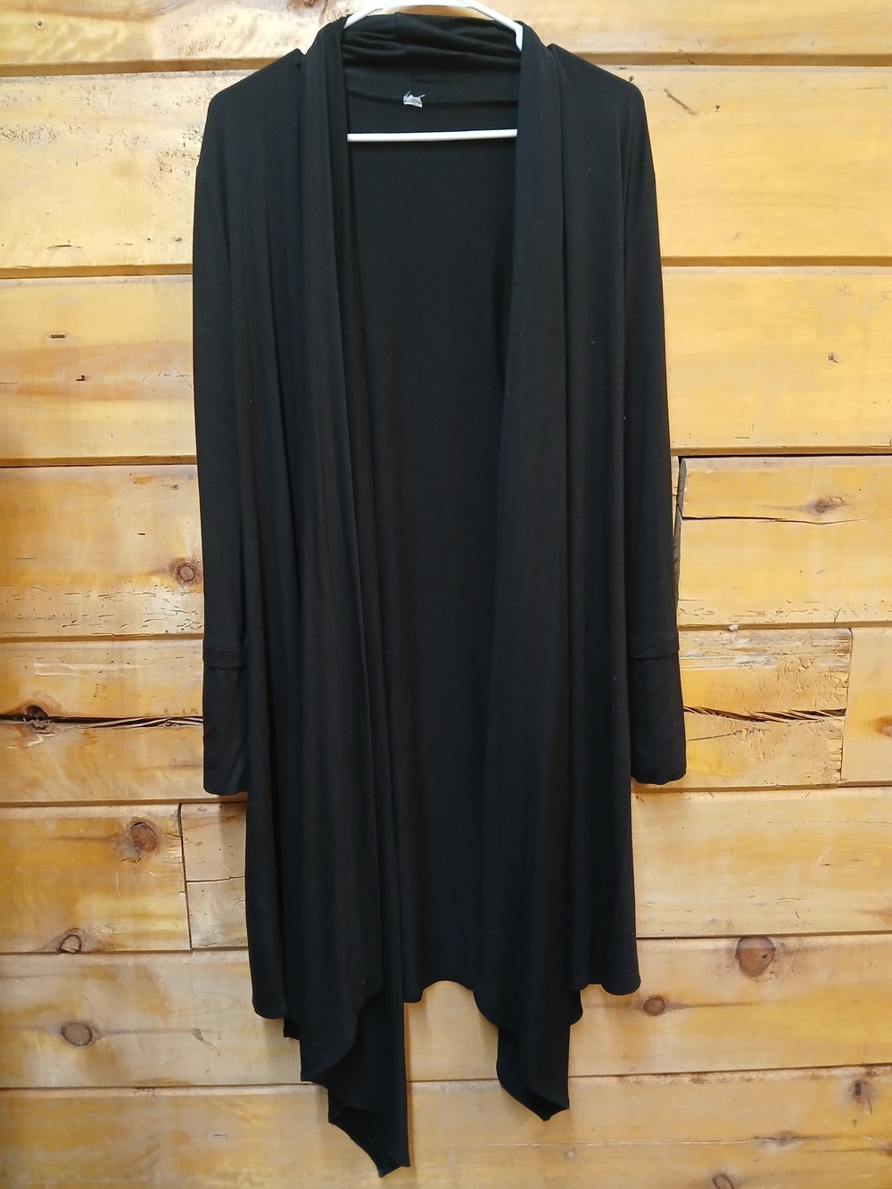 Black Open Front Draped Cardigan